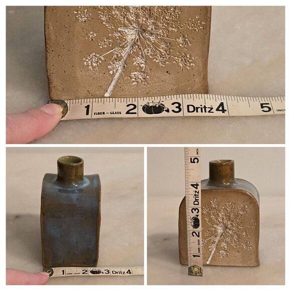 Pottery Studio Parsley Engraved Glazed Vase Handmade Signed - Picture 8 of 8